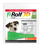 Рольф Клуб 3D Капли для собак 4-10кг от клещей, блох и комаров (39961)