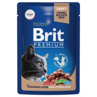 Brit Premium (Брит паучи для стерилизованных кошек куриная печень в соусе)
