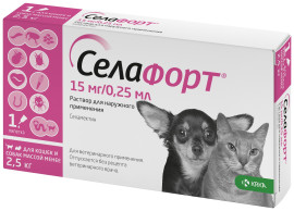 Селафорт 15мг/0,25мл капли инсектоакарицидные для кошек и собак менее 2,5кг - Селафорт 15мг/0,25мл капли инсектоакарицидные для кошек и собак менее 2,5кг