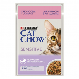 Cat Chow пауч для кошек с чувствительным пищеварением с лососем и кабачками в соусе (12403814) - Cat Chow пауч для кошек с чувствительным пищеварением с лососем и кабачками в соусе (12403814)