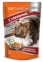 Cat Lunch (КЭТ ЛАНЧ пауч для кошек кусочки в желе с Говядиной) (79263)
